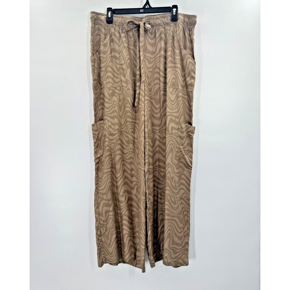 Urban Outfitter Animal Print Boho Brown Tan Casual Wide Leg PullOn Beach Pant XL